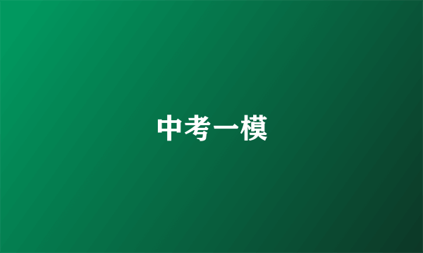 中考一模