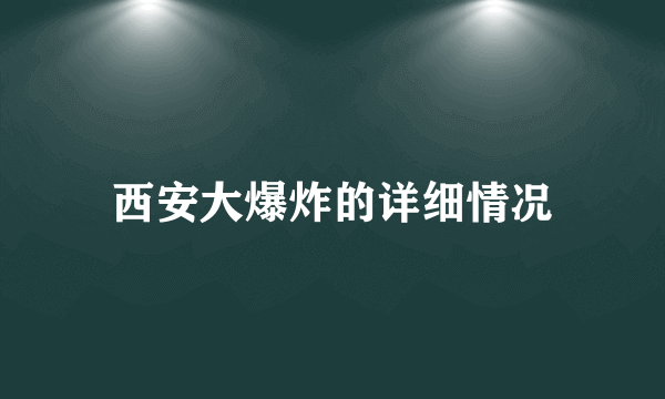西安大爆炸的详细情况