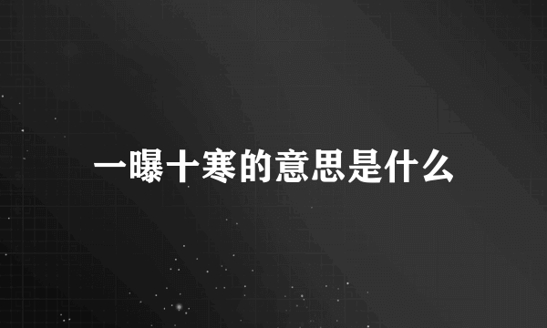 一曝十寒的意思是什么