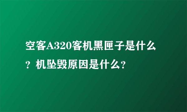 空客A320客机黑匣子是什么？机坠毁原因是什么？