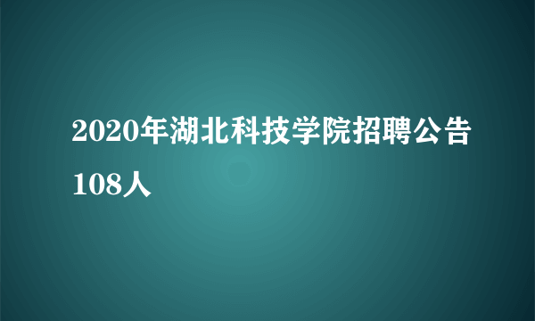 2020年湖北科技学院招聘公告108人