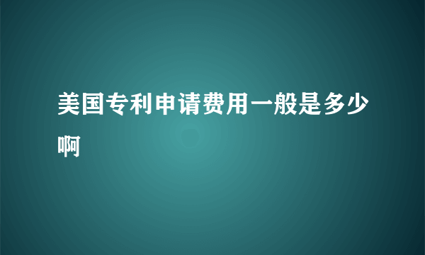 美国专利申请费用一般是多少啊