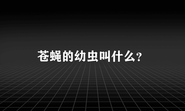 苍蝇的幼虫叫什么？