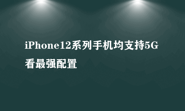 iPhone12系列手机均支持5G 看最强配置