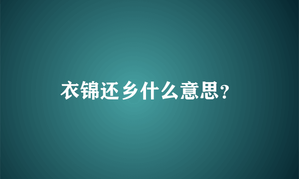 衣锦还乡什么意思？