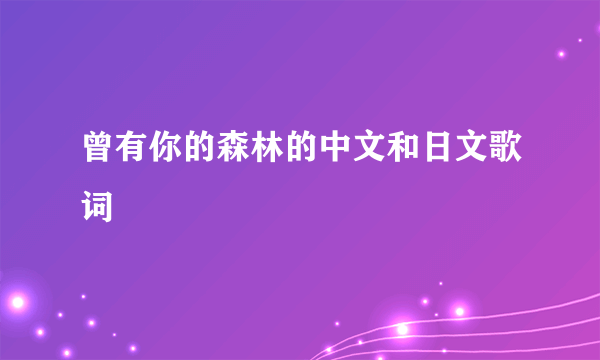 曾有你的森林的中文和日文歌词