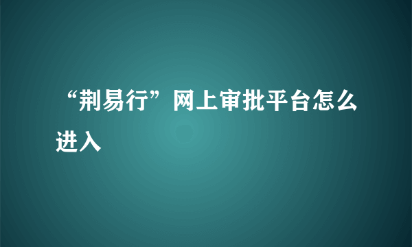 “荆易行”网上审批平台怎么进入