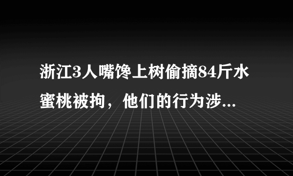 浙江3人嘴馋上树偷摘84斤水蜜桃被拘，他们的行为涉嫌什么罪？
