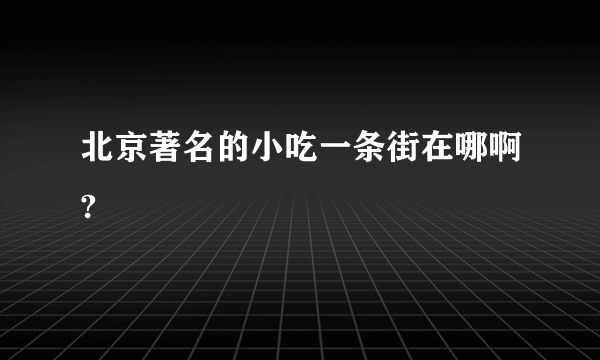 北京著名的小吃一条街在哪啊?