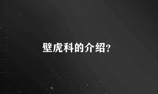 壁虎科的介绍？