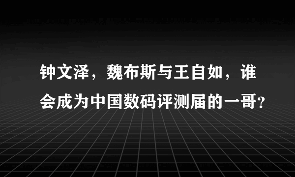 钟文泽，魏布斯与王自如，谁会成为中国数码评测届的一哥？