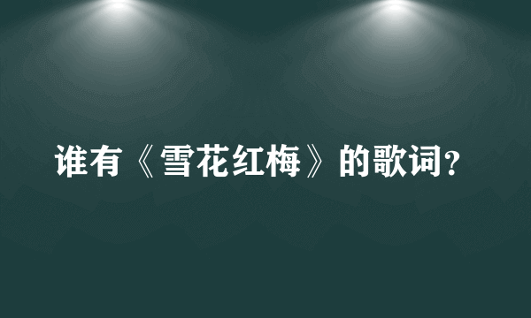 谁有《雪花红梅》的歌词？
