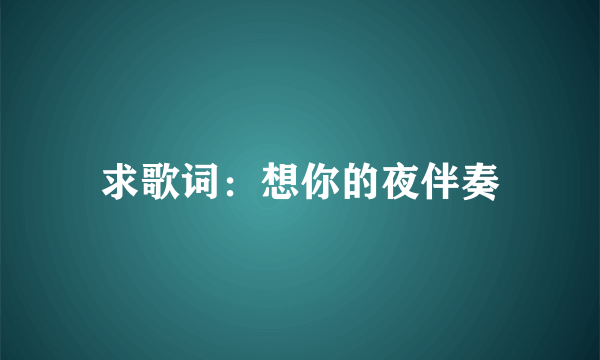 求歌词：想你的夜伴奏