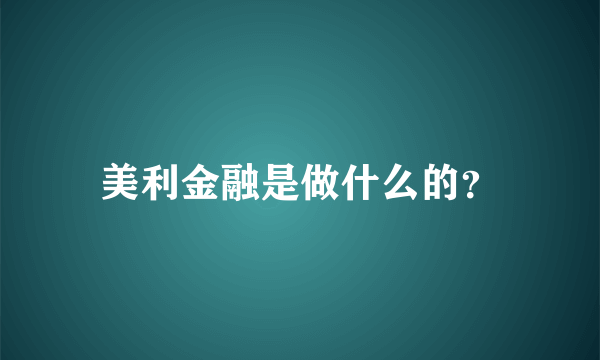 美利金融是做什么的？