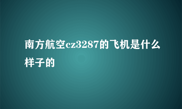 南方航空cz3287的飞机是什么样子的