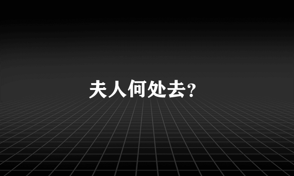 夫人何处去？