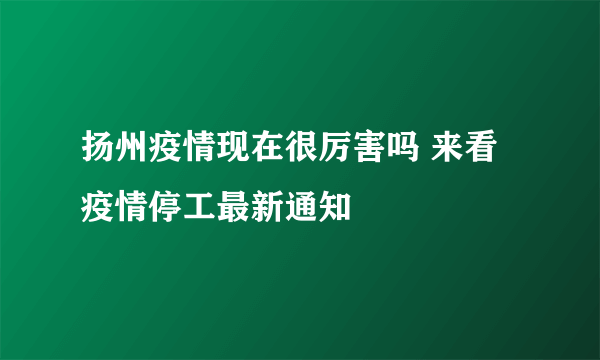 扬州疫情现在很厉害吗 来看疫情停工最新通知