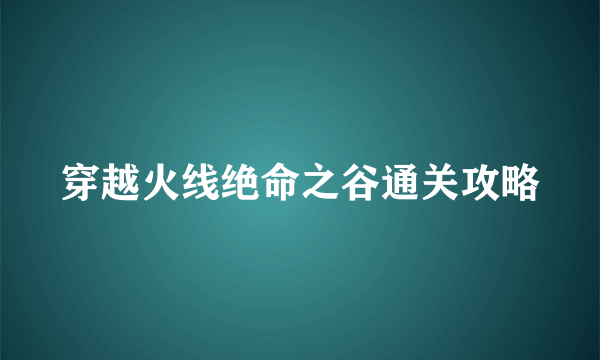 穿越火线绝命之谷通关攻略
