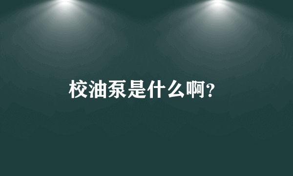 校油泵是什么啊？