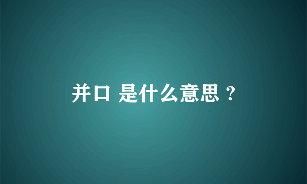 并口 是什么意思 ?