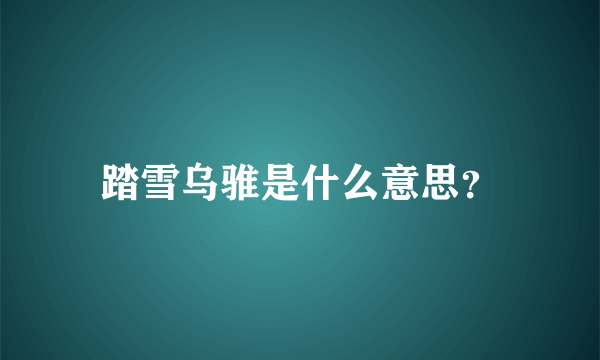 踏雪乌骓是什么意思？