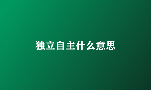 独立自主什么意思