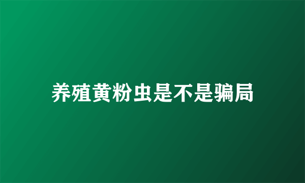 养殖黄粉虫是不是骗局