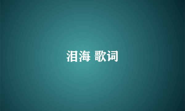泪海 歌词