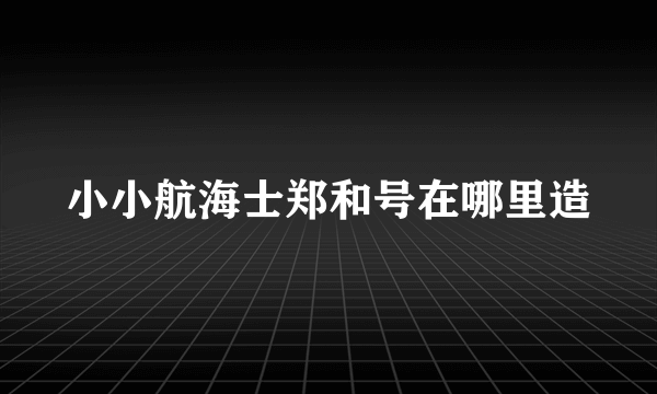 小小航海士郑和号在哪里造