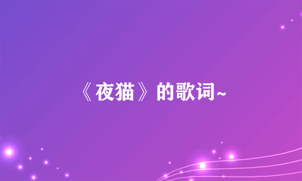 《夜猫》的歌词~
