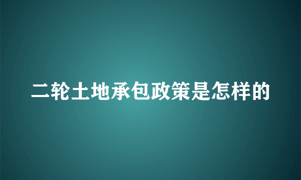 二轮土地承包政策是怎样的