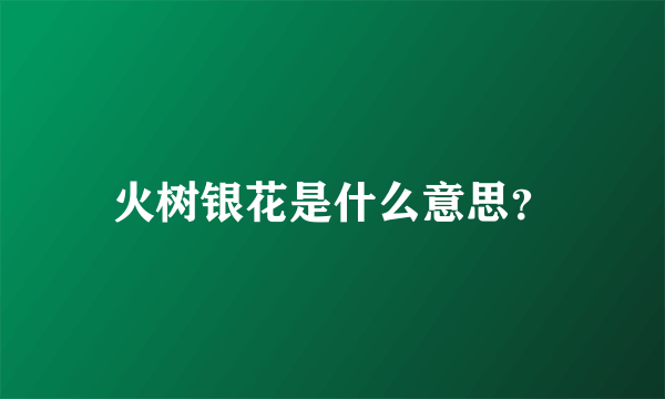火树银花是什么意思？