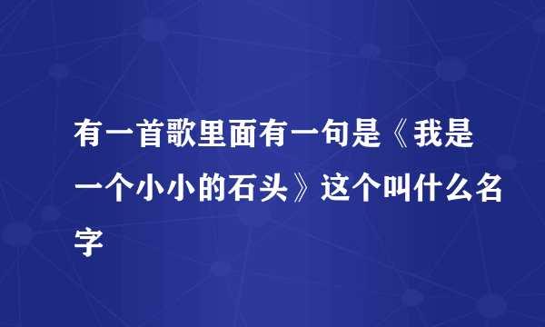 有一首歌里面有一句是《我是一个小小的石头》这个叫什么名字
