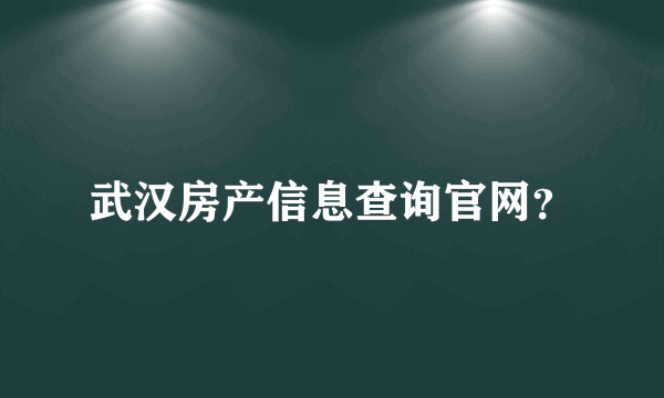 武汉房产信息查询官网？