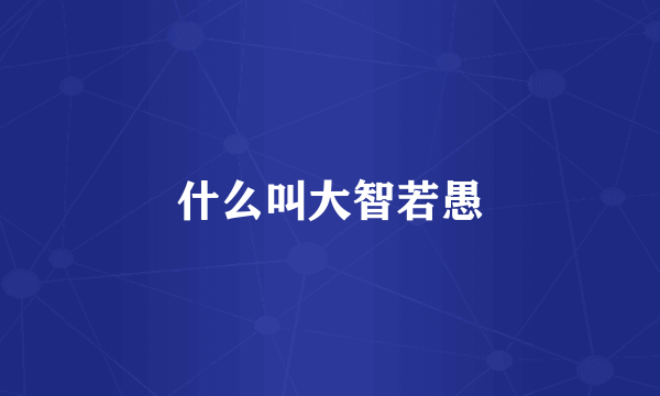 什么叫大智若愚