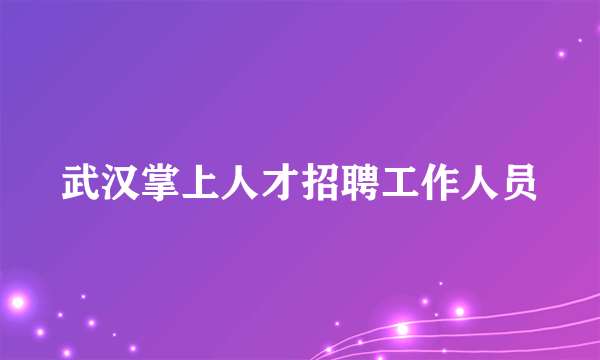 武汉掌上人才招聘工作人员