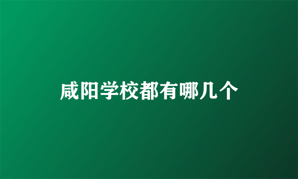 咸阳学校都有哪几个