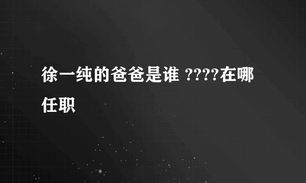 徐一纯的爸爸是谁 ????在哪任职