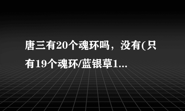 唐三有20个魂环吗，没有(只有19个魂环/蓝银草10个昊天锤9个)—飞外