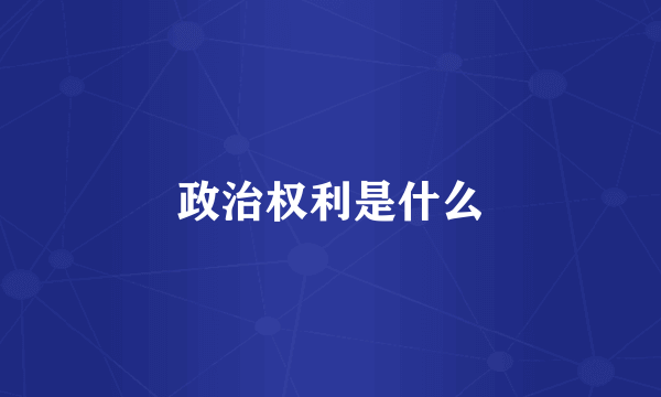 政治权利是什么