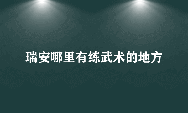瑞安哪里有练武术的地方
