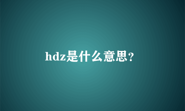 hdz是什么意思？