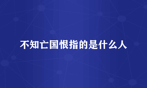 不知亡国恨指的是什么人