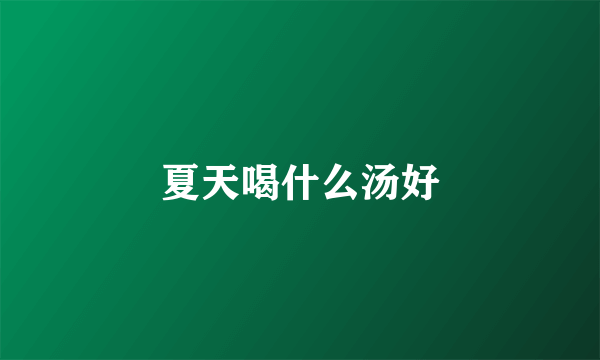 夏天喝什么汤好