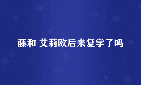 藤和 艾莉欧后来复学了吗