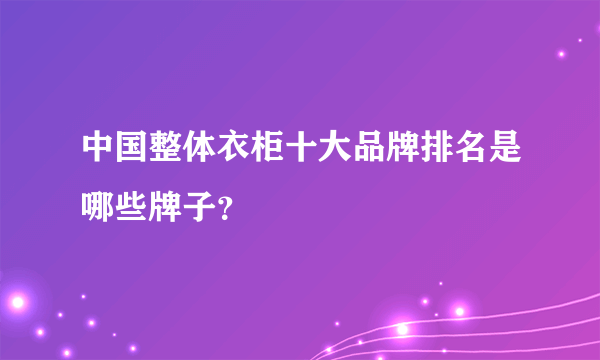 中国整体衣柜十大品牌排名是哪些牌子？