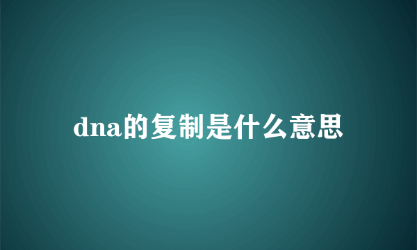 dna的复制是什么意思