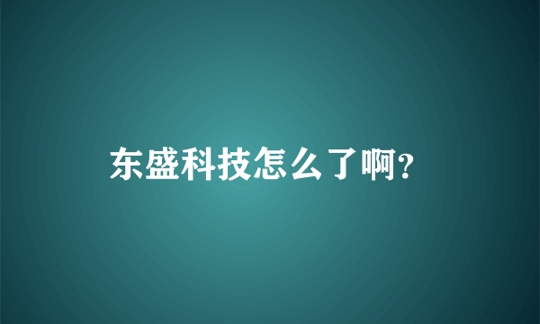 东盛科技怎么了啊？