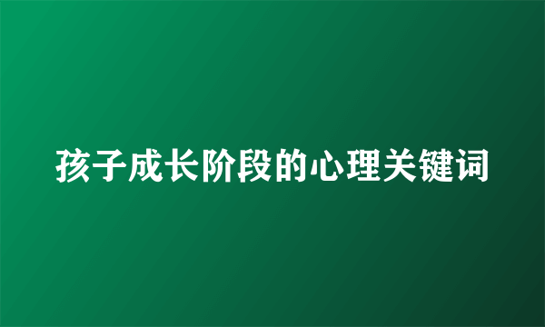 孩子成长阶段的心理关键词