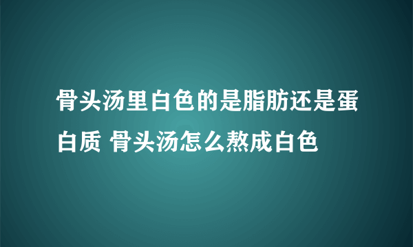 骨头汤里白色的是脂肪还是蛋白质 骨头汤怎么熬成白色